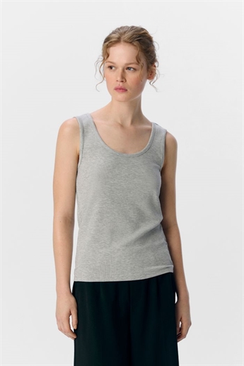 Jannie ribbed tank top, Light grey melange